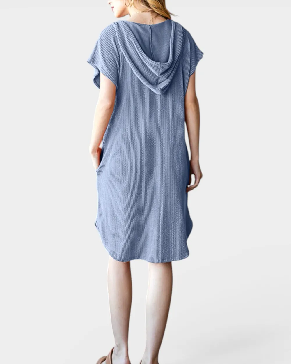 Denim Hooded Ribbed Dress