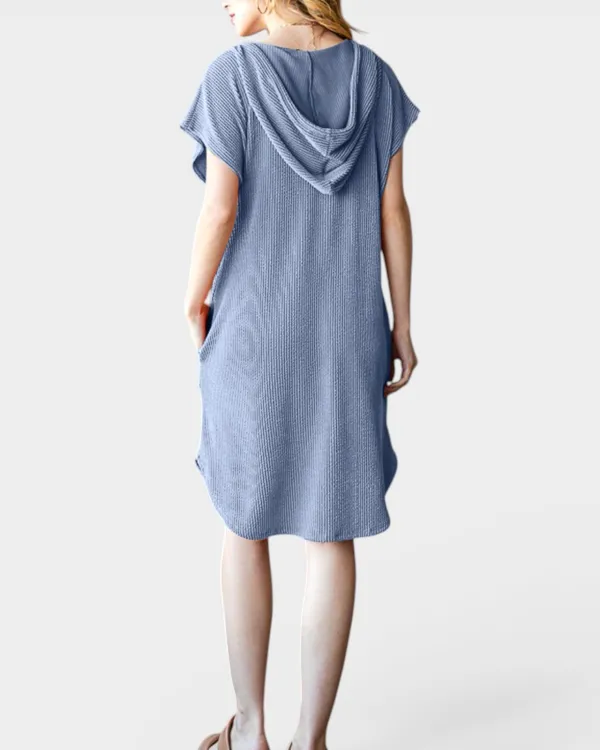 Denim Hooded Ribbed Dress