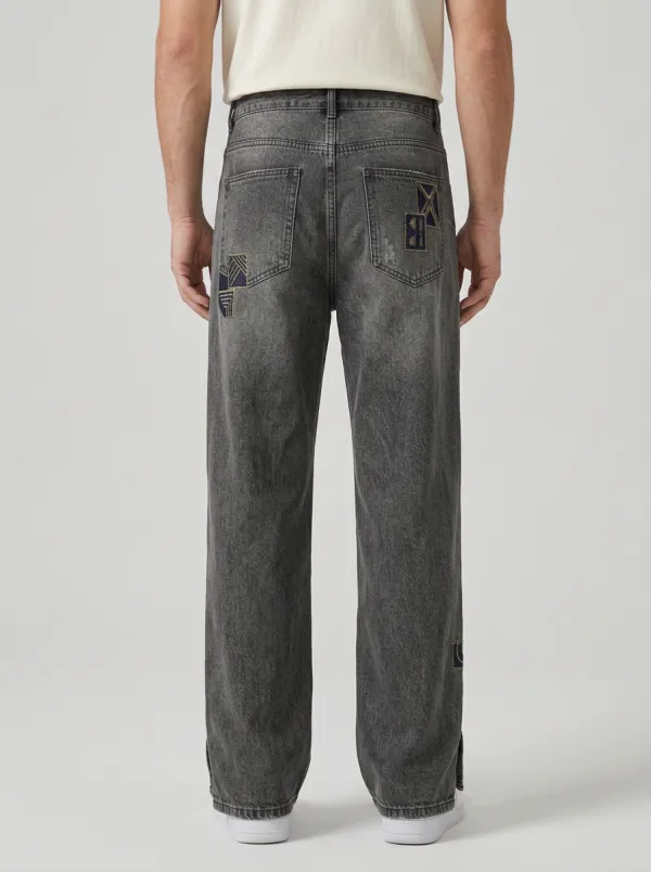 Men's Modern Geometric Patchwork Wide Leg Jeans