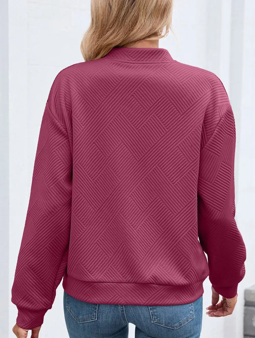 Crew Neck Zipper Loose Long Sleeve Sweatshirt