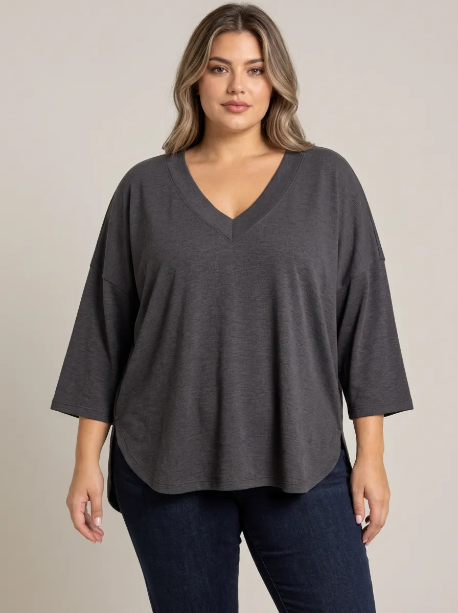 Weekend Ready Plus Size V Neck Relaxed Fit Women's Plus Size V Neck Relaxed T Shirt