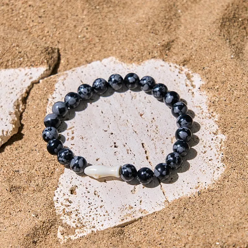 Natural Agate Stone Shark Bracelet