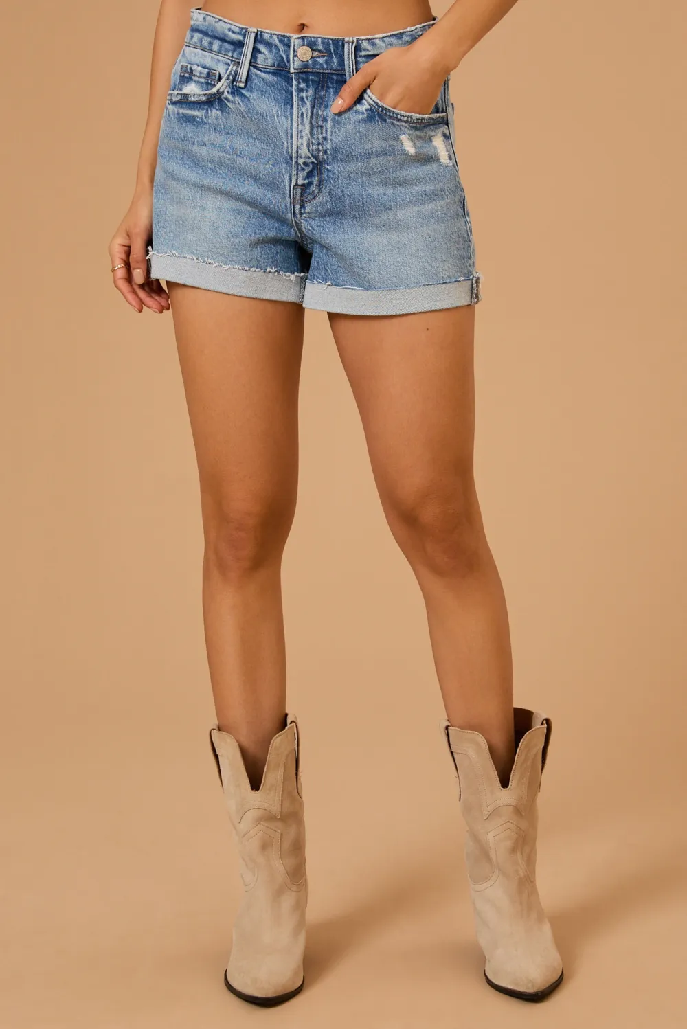 Roll Cuff Denim Shorts