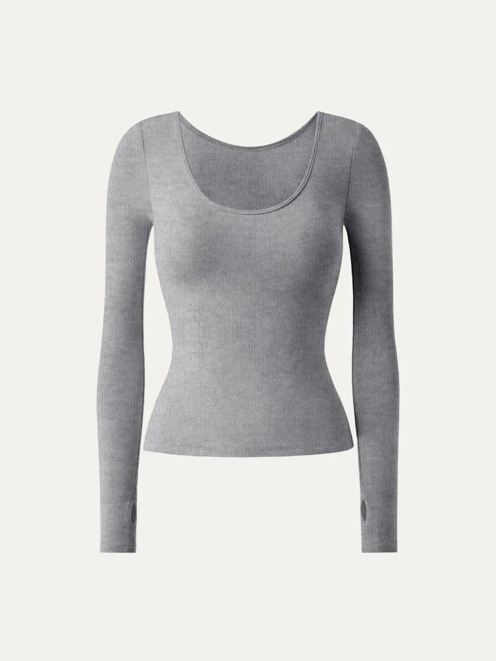 Lyocell-Wool Round Neck Long Sleeve Reversible Top