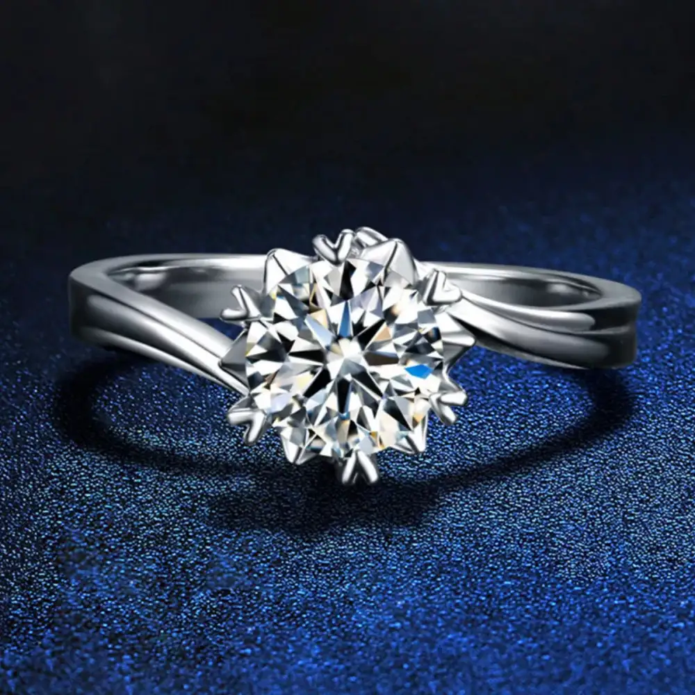Sterling Silver Moissanite Contemporary Ring