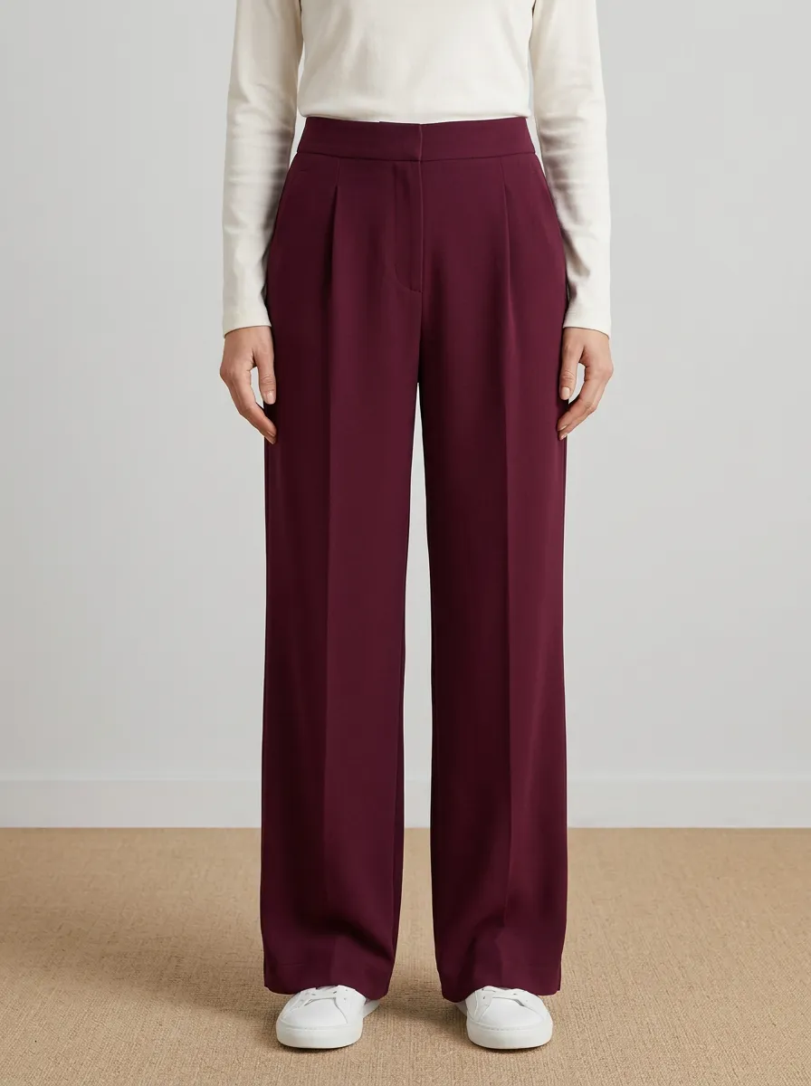 Classic Look Wide-Leg Pleated Women's Wide-Leg Pants