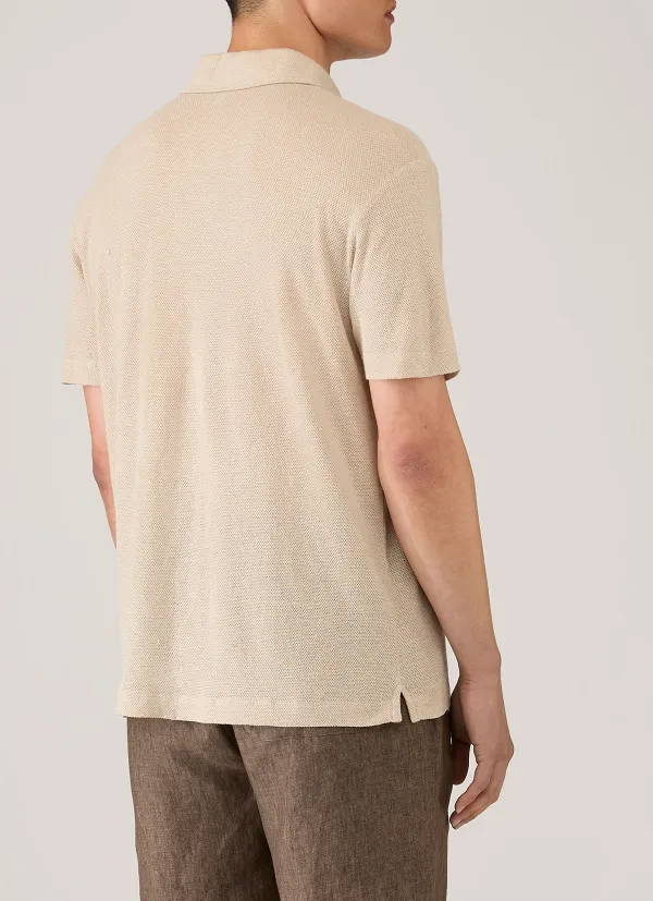 Refined Everyday Regular Fit Linen Pique Short Sleeve Polo Shirt