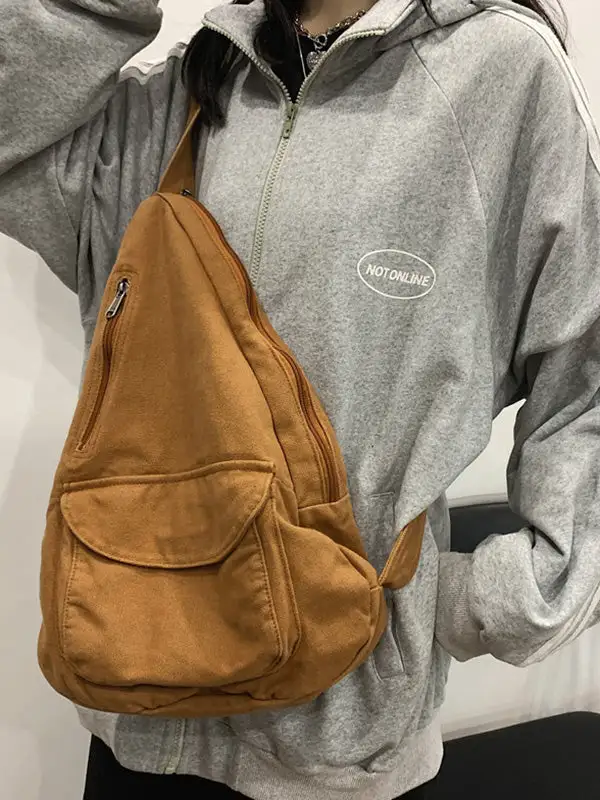 Canvas Zip-Top Crossbody Bag
