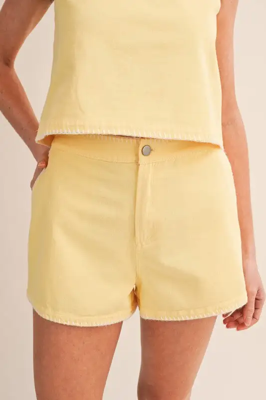 Denim Effect Top And Shorts Set