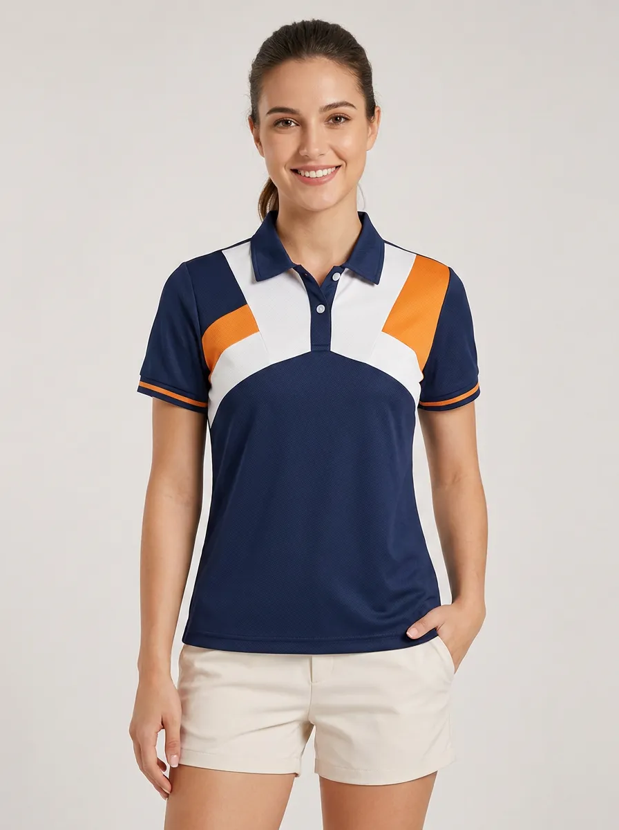 Short Sleeve Contrast Panel Polo Shirt