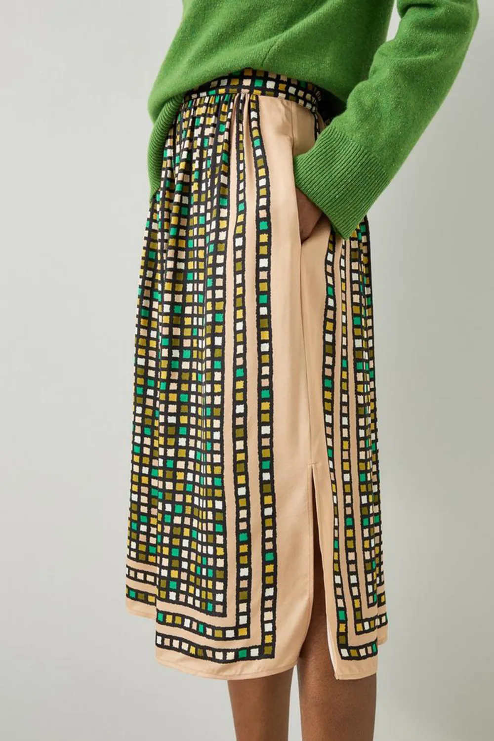 Colorful Geometric Print Midi Skirt