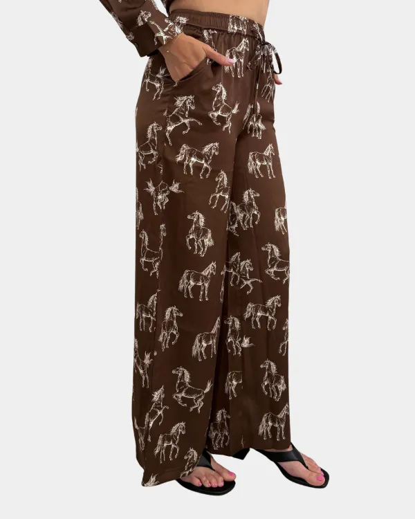 Horse Print Satin Pants