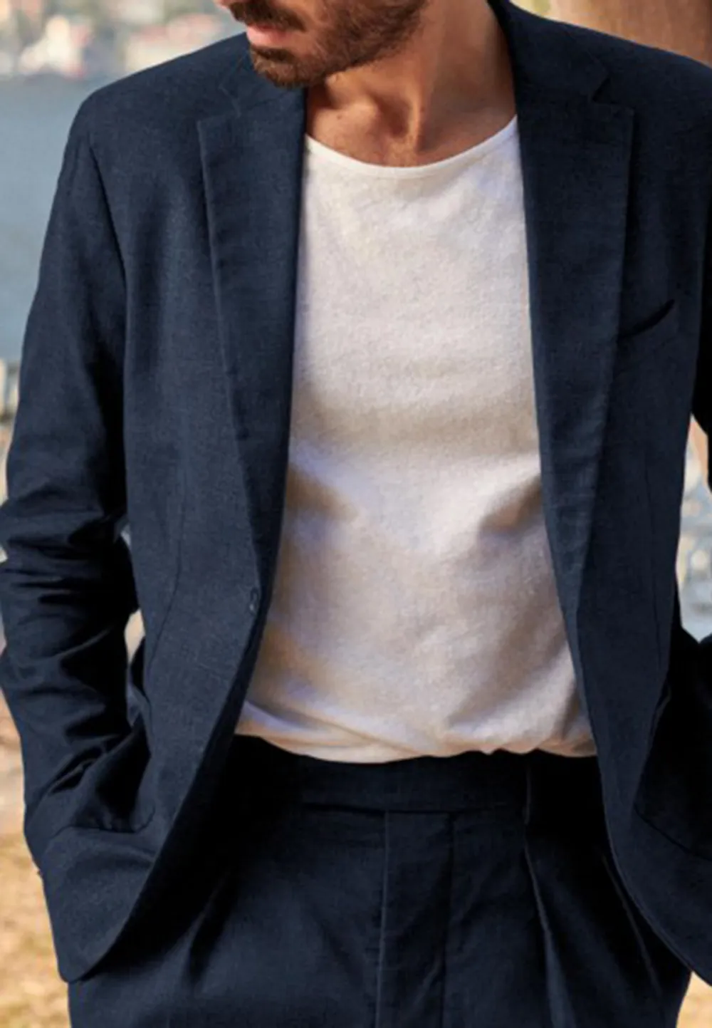 Slight Stretch Jacket-Navy