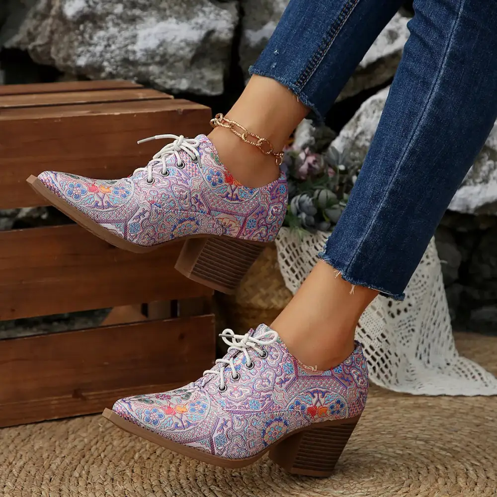 Refined Point Toe Block Heels Ankle Boots