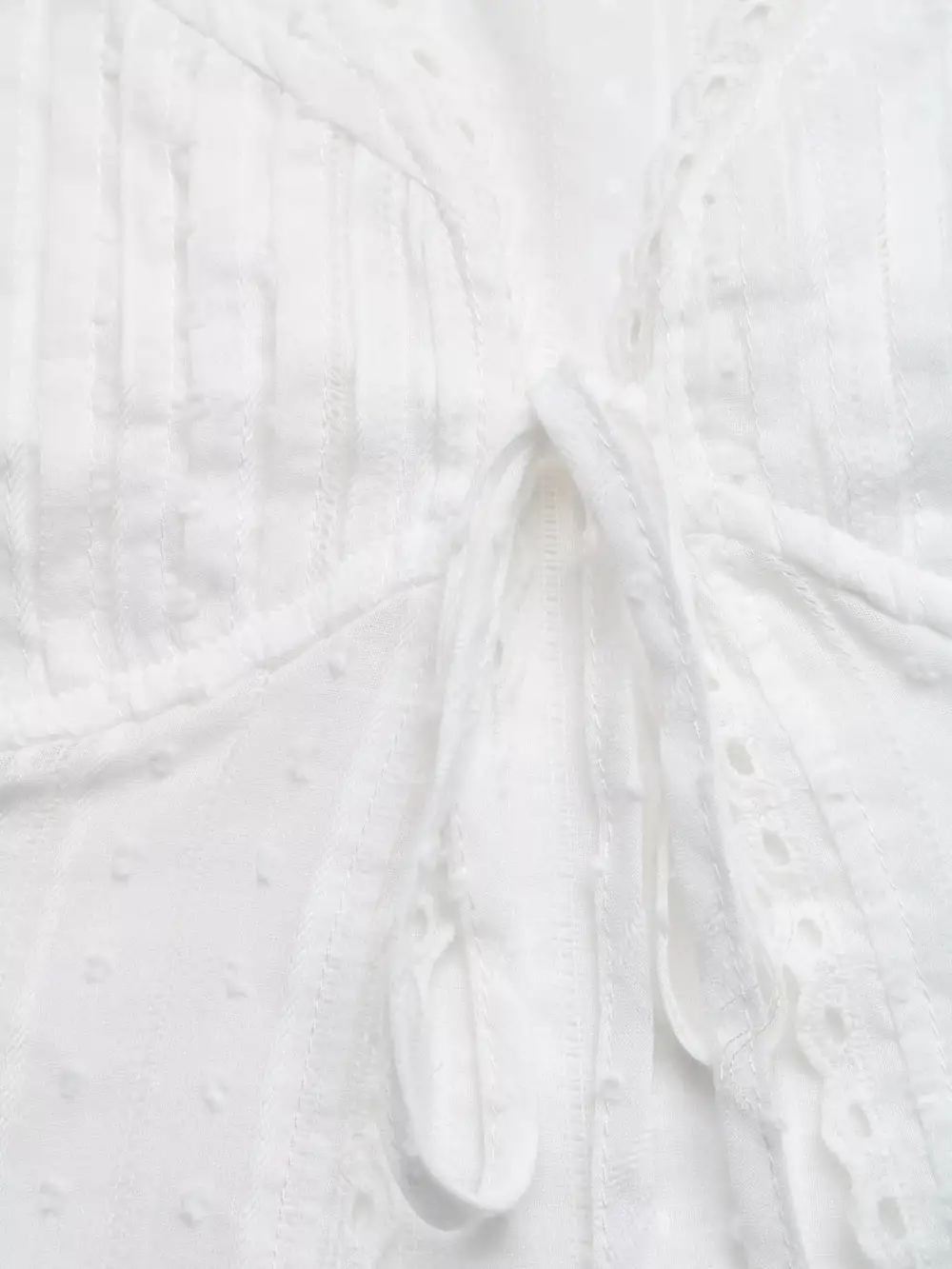 Lace Trim Tie Front Sleeveless Shirt