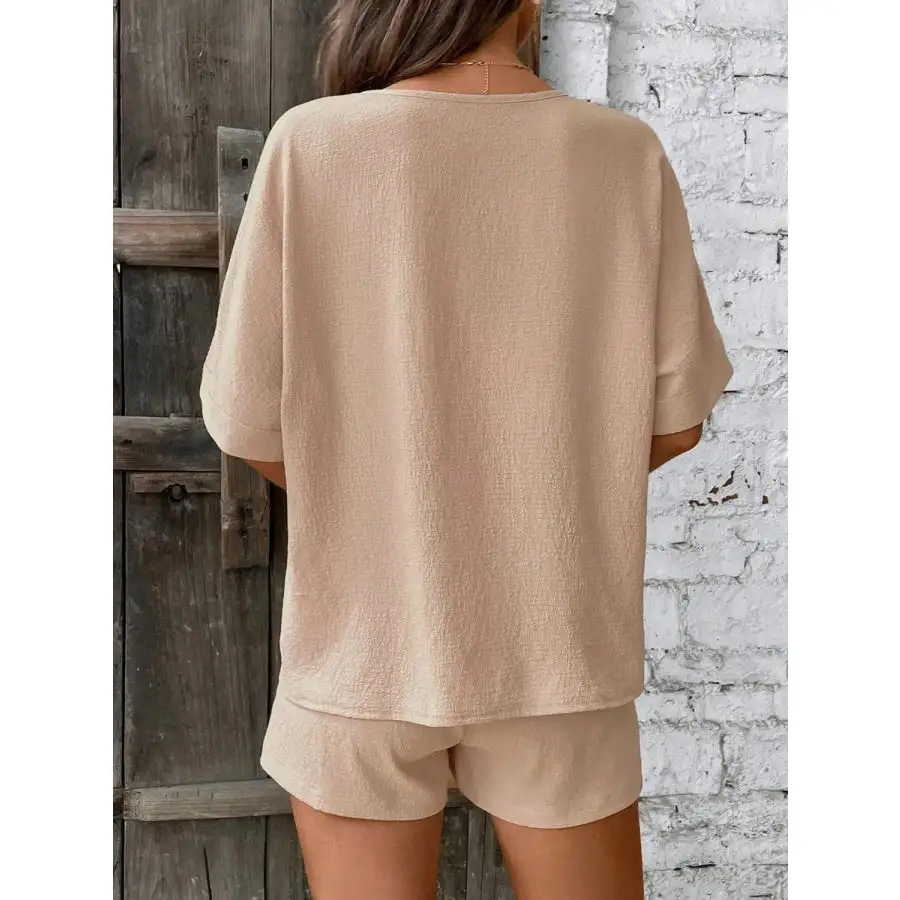 V Neck Half Sleeve Top and Shorts Set