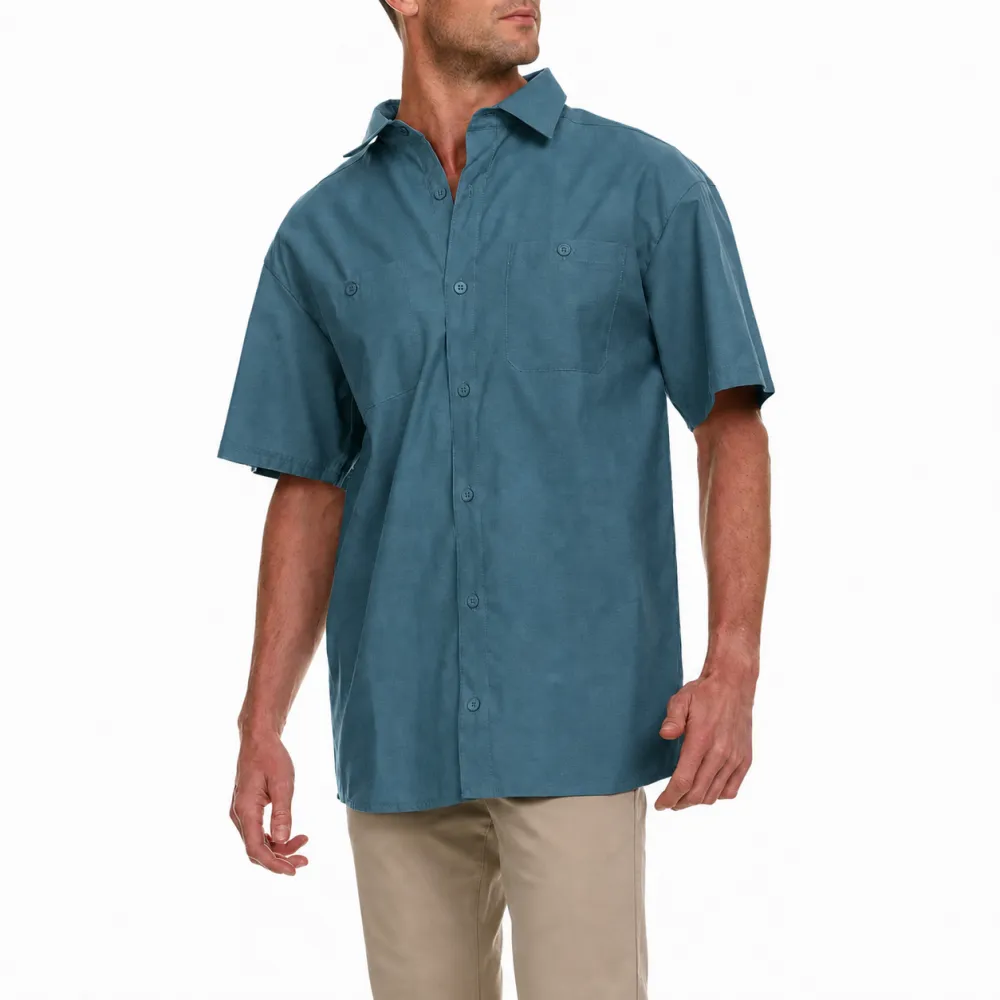 Men's Utility Button-Up Short Sleeve Pocket Shirt