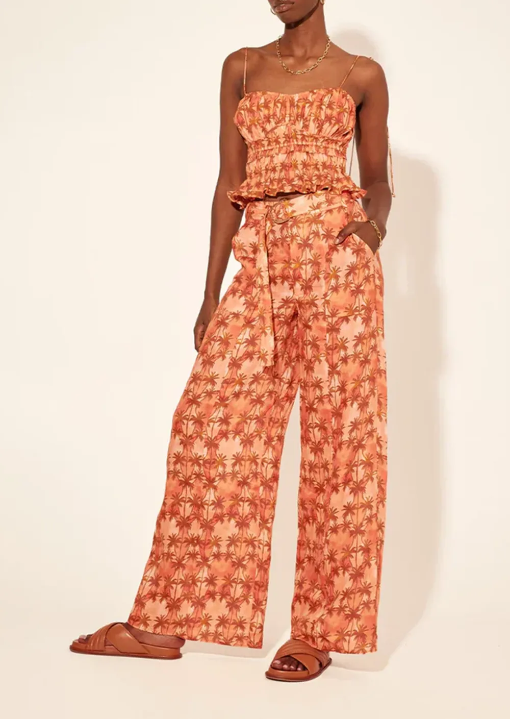 POCKETED WIDE LEG PANTS