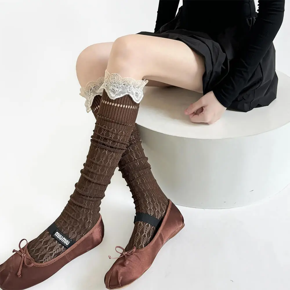 Ballet Core Ruffle Knee Socks