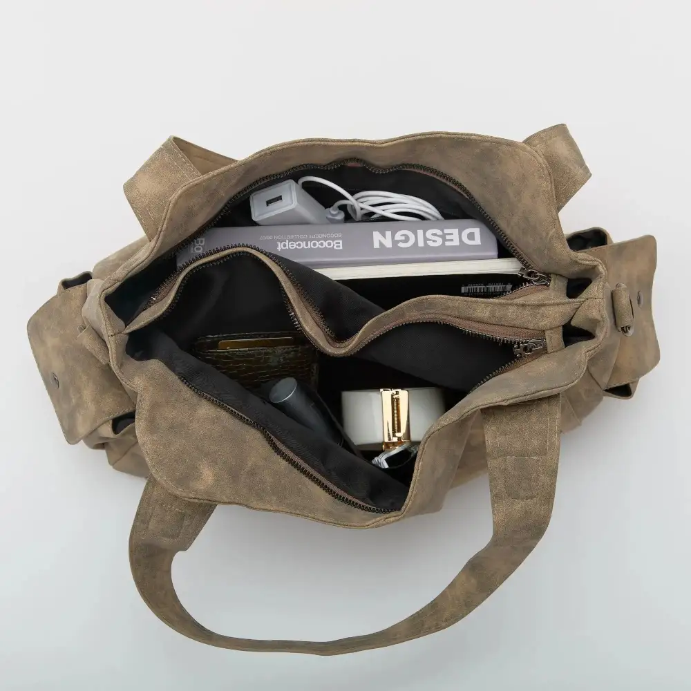Pocket Front Leather Crossbody Bag