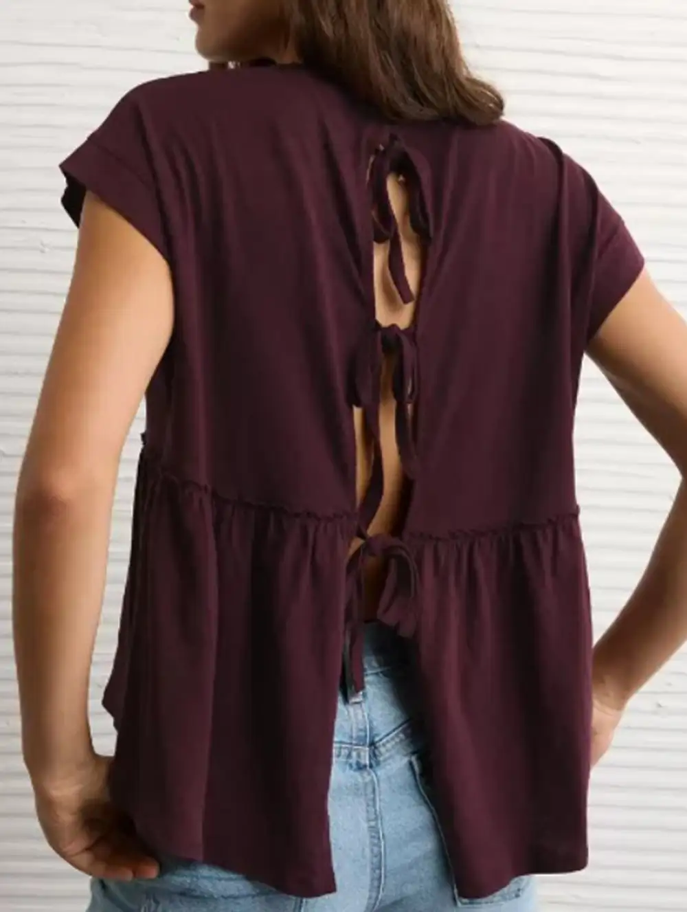 Babydoll Style Thin Top With Back Tie