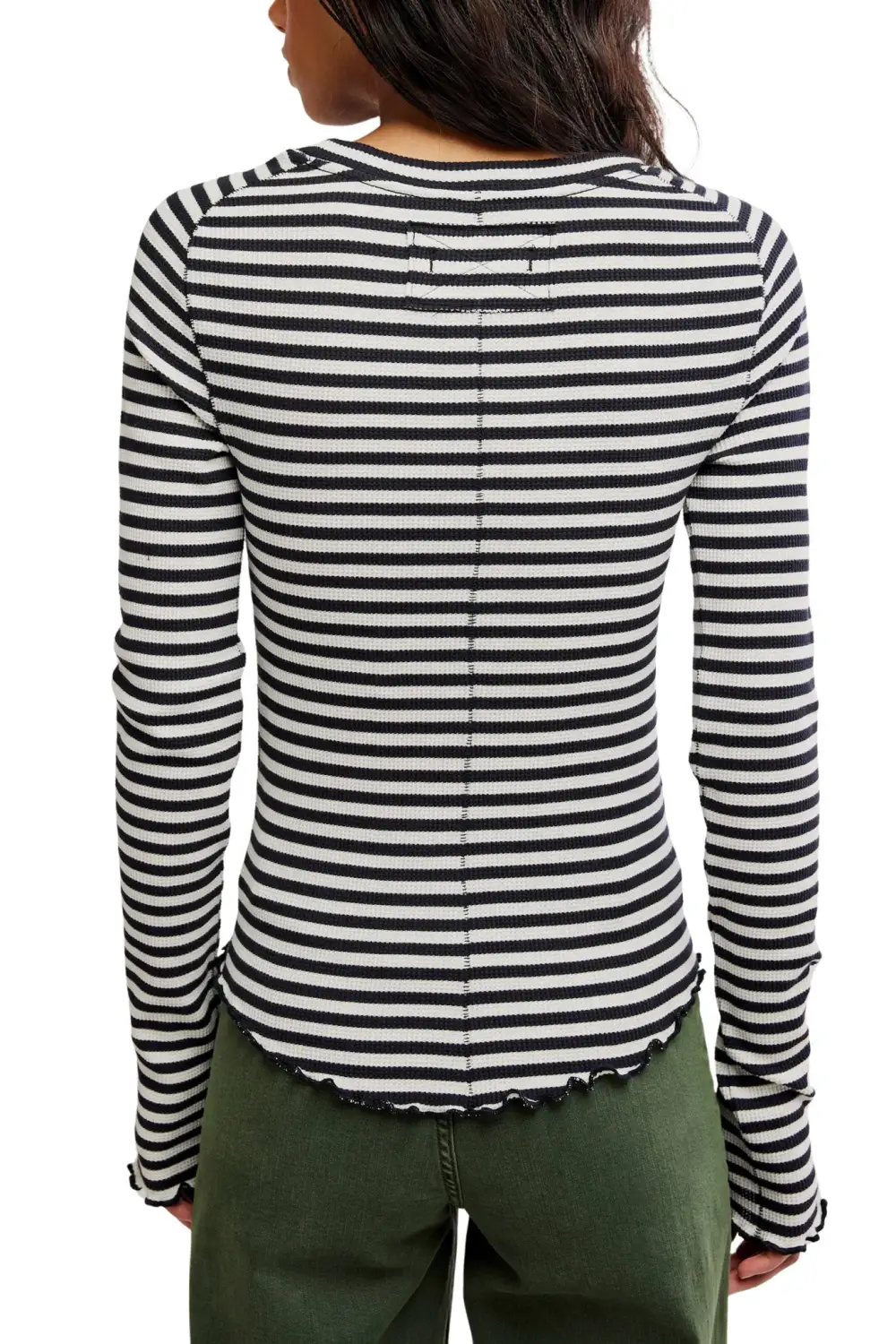 Striped Raglan Sleeve Long Sleeve Relaxed Tee