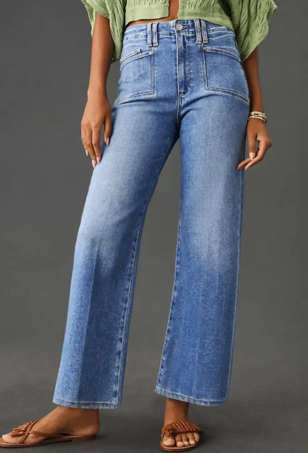 Relaxed Leg High Neck High Waist Jeans