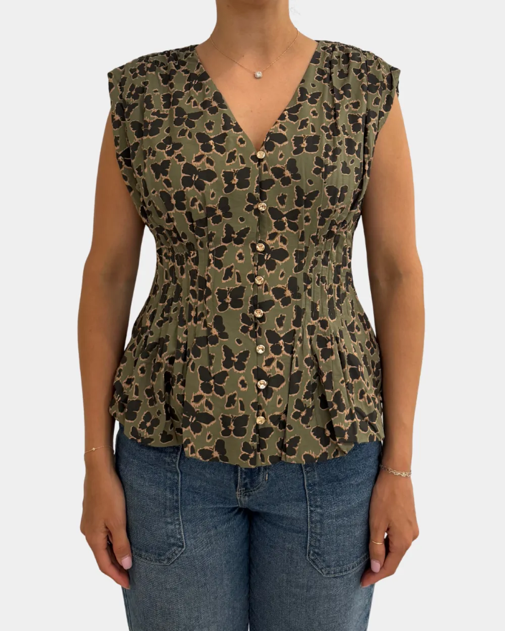 Butterfly Print Peplum Top