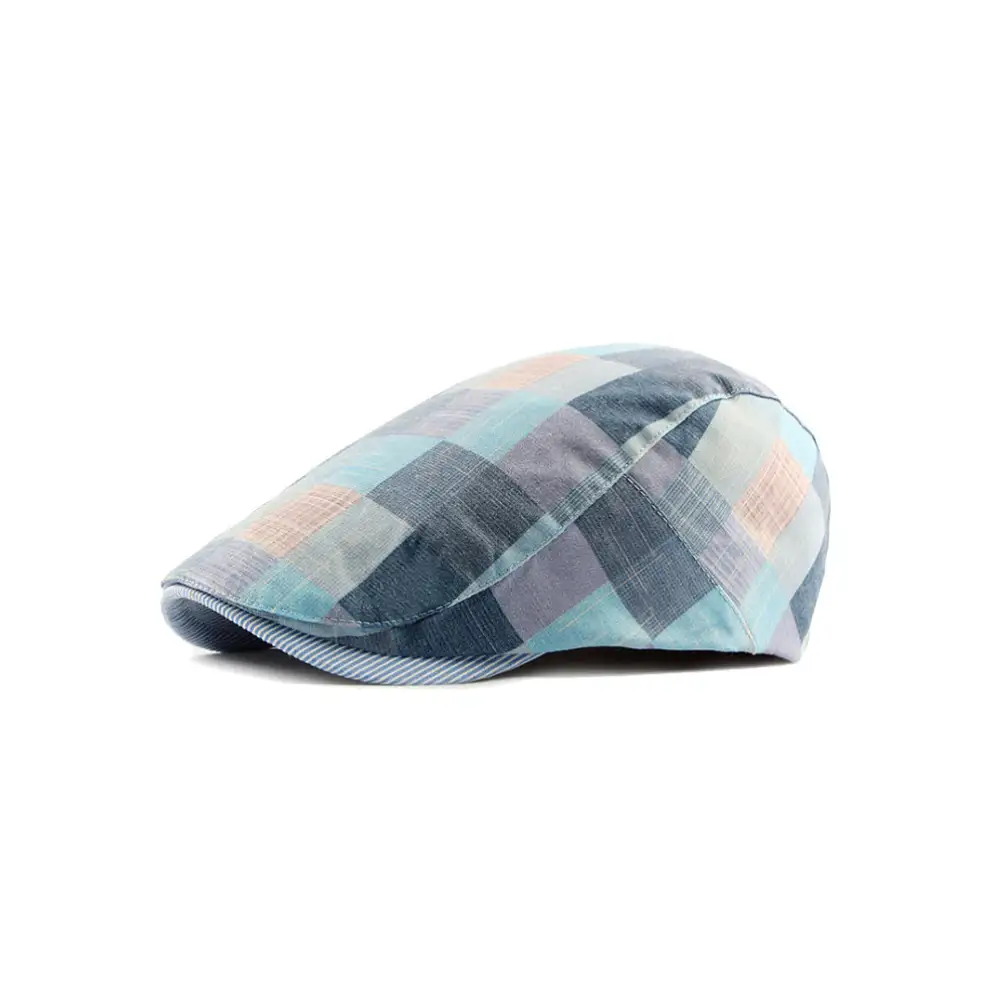 Cotton Plaid Newsboy Cap