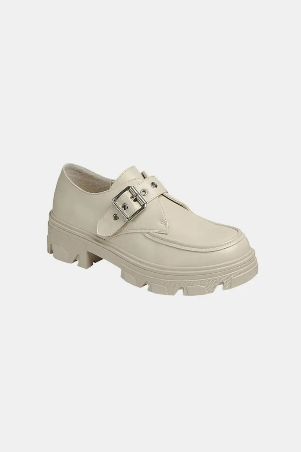 Tailored Buckled Platform Lug Sole Loafers
