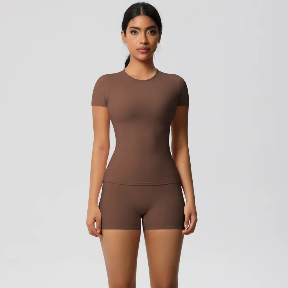 Brushed Short-Sleeve Top, Trousers and Shorts Active Set