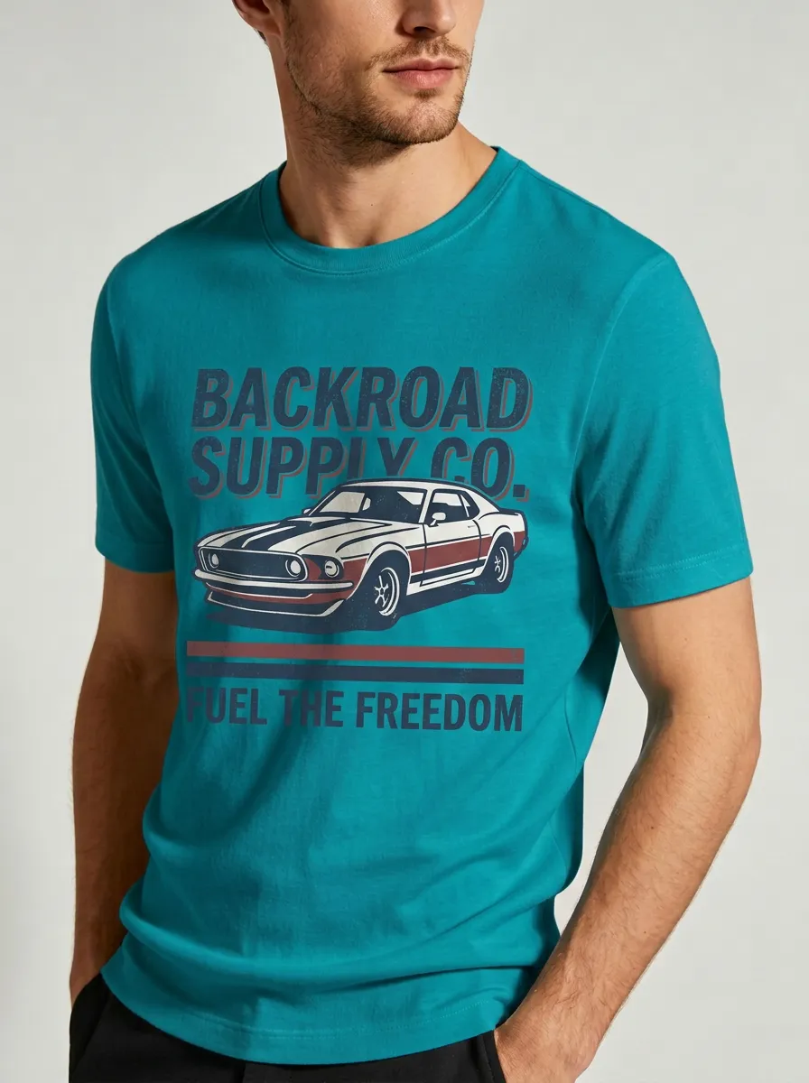 Men's Crewneck Summit Roamer Vintage Muscle Car Backroad Supply Graphic T-Shirt