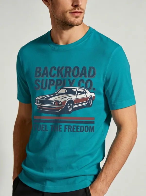 Men's Crewneck Summit Roamer Vintage Muscle Car Backroad Supply Graphic T-Shirt