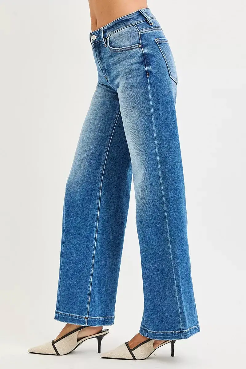 Classic Mid Rise Wide Leg Jeans