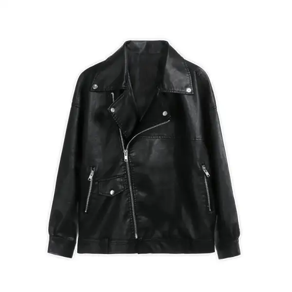 Moto Leather Casual Outerwear Jacket