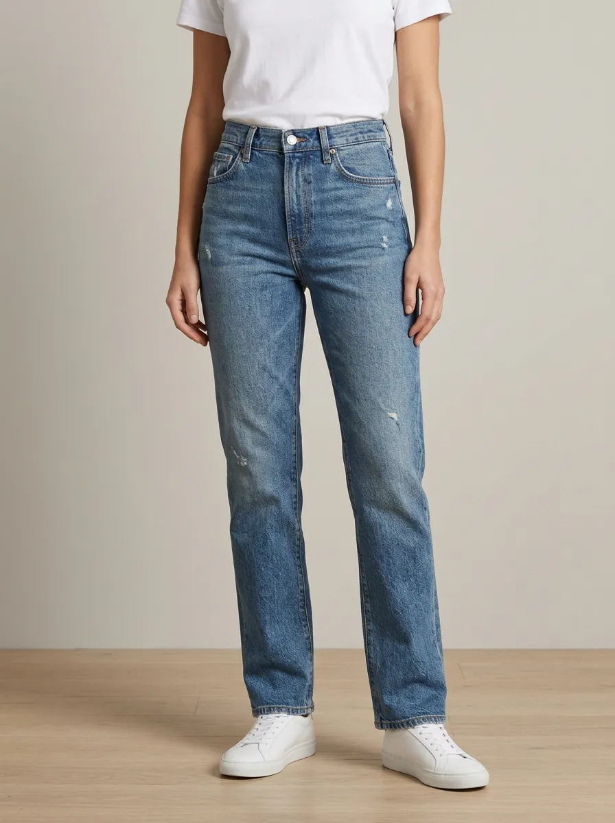 Effortless-Look Distressed Denim Jeans