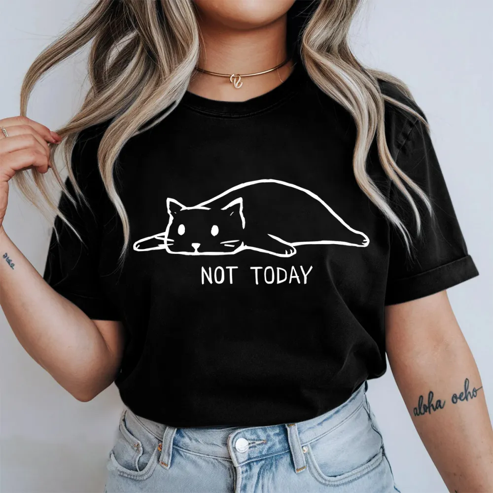 Not Today Cat Graphic Cute Tee