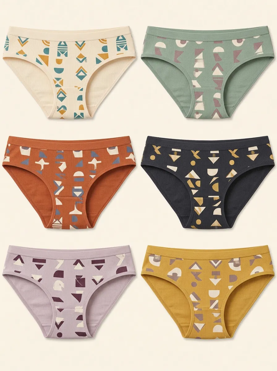 Women's Geometric Ribbed Panty Multipack