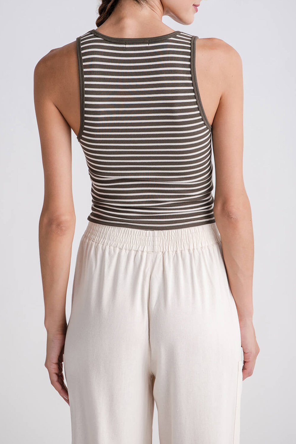 Stripe Ribbed Tank - Grape Leaf