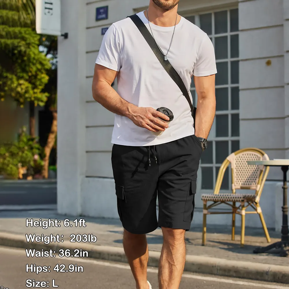 Men's Pockets Drawstring Cargo Shorts