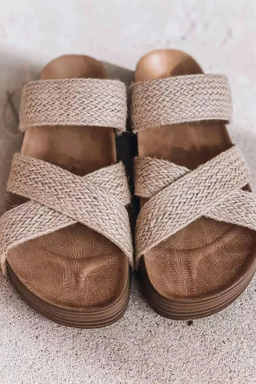 Woven Crisscross Cutout Flat Sandals