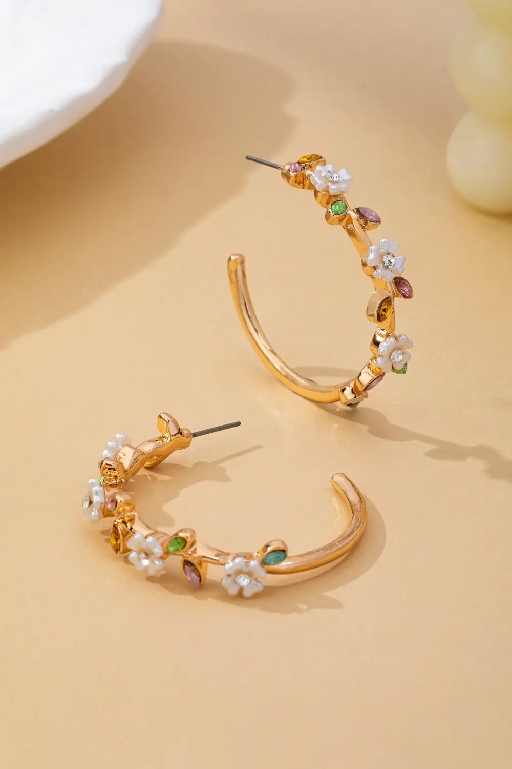 Botanical namel Flowers Crystal Hoop
