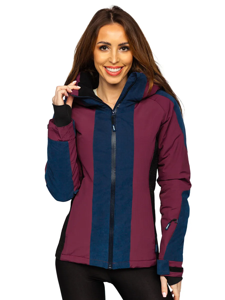 Wine women's winter jacket with hood