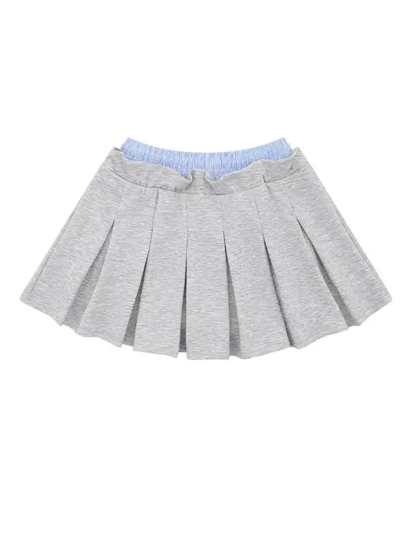 Textured Pleated Drawstring Skirt
