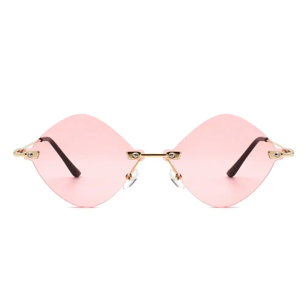 Round Rimless Frame Sunglasses