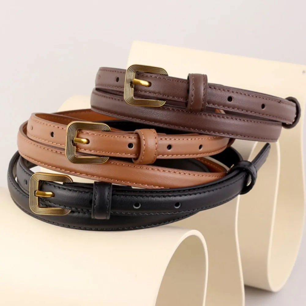 Everyday Leather Skinny Belt with Buckle