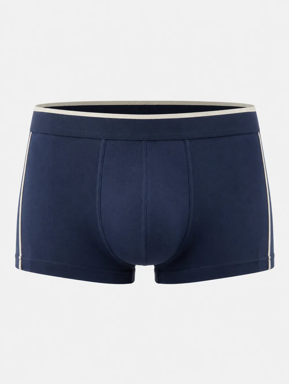 Men's Navy Blue Contrast Trim Printed Boxer Briefs