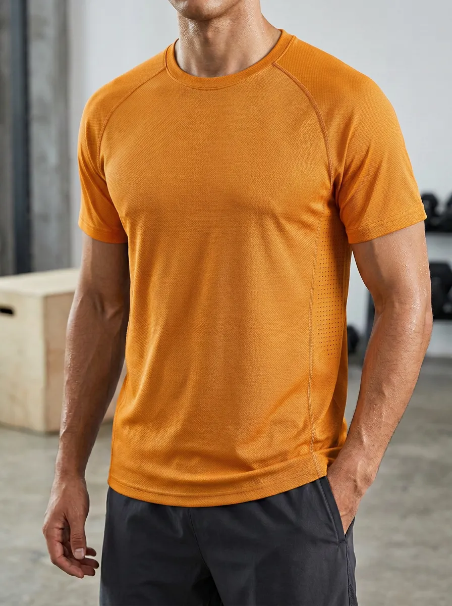 Men's Fitness Sports Gym Mesh Printed T-Shirt