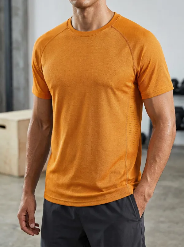 Men's Fitness Sports Gym Mesh Printed T-Shirt