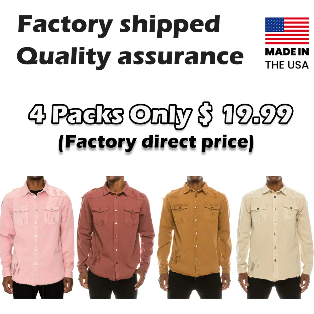 Distressed Denim Shirt – Heavyweight Button-Up with Pockets  Rugged Style. Durable Build. Everyday Utility.